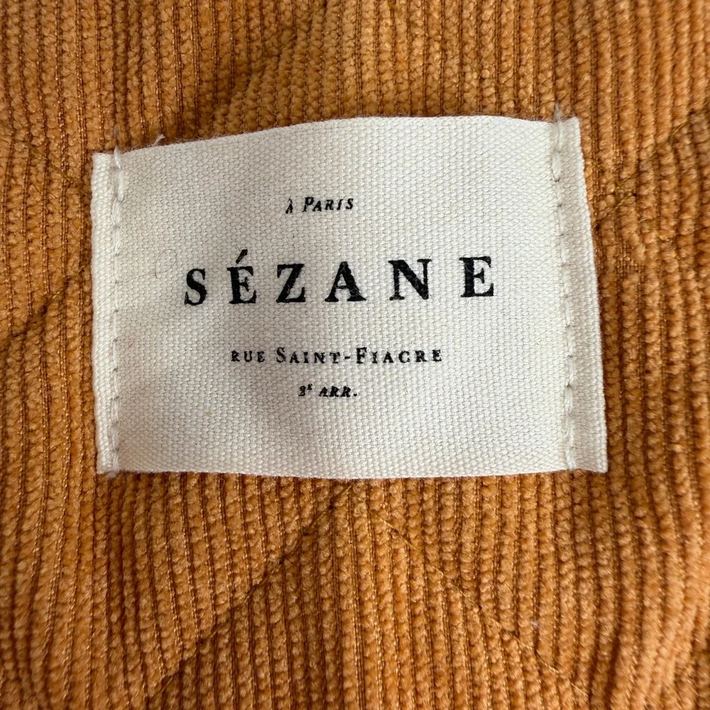 Sezane OS Pouch Quilted Corduroy Toiletry Bag Camel Brown Patchwork Lining Boho